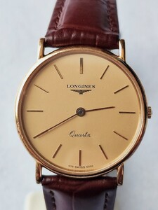 稼働品 ロンジン メンズ腕時計 ゴールド文字盤 新品電池 LONGINES