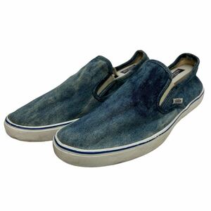 G109 VANS バンズ V3806DNM メンズ スリッポン スニーカー US7H 25.5cm ネイビー キャンバス ダメージ加工