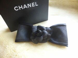 ☆送料無料☆CHANEL　シャネル　 レア　黒リボン＆カメリア　バレッタ（USED)