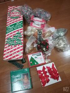 クリスマスツリー 120cmとクリスマス飾りセット 組立簡単グッズ グリーン いろいろセット 直接引取ok