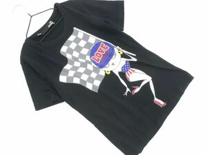 ネコポスOK Love Moschino ラブモスキーノ プリント Tシャツ size36/黒 ■◆ ☆ eec3 レディース