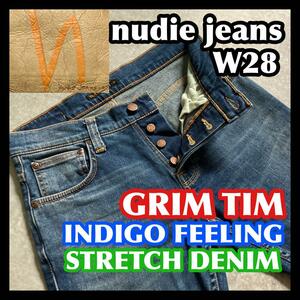 nudie jeans GRIM TIM W28 INDIGOFEELING ヌーディージーンズ グリムティム ストレッチ デニムパンツ インディゴブルー メンズ レディース 