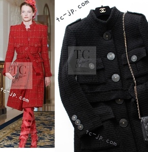 シャネル コート CHANEL ブラック CC ロゴ ビッグ ボタン ロング カール・ラガーフェルド作品 貴重 超美品 38 40