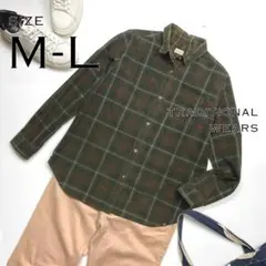 トラディショナル ウェザーウェア コットン製 コーデュロイチェックシャツ M-L