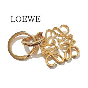 【鑑定済】LOEWE ロエベ アナグラム キーホルダー キーリング チャーム ゴールド 111.25.203 送料無料