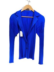 PLEATS PLEASE ISSEY MIYAKE◆長袖シャツ/4/ポリエステル/BLU/PP01-JJ301