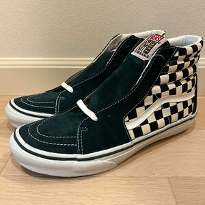 新品未使用 2002年頃 VANS SK8-HI V38-38 グリーン ブラックチェック 黒色 28cm 28センチ ハイトップ チェッカーフラッグ 限定 バンズ