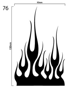 自作カッティングステッカー ファイヤーパターン 炎 火 76 95×150mm ネコポス対応可能 ステッカー 商品同梱可 新品[S-122]