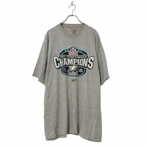 Reebok 半袖 プリント Tシャツ L グレー リーボック EAGLES ラグビー アメフト コットン MIX 古着卸 アメリカ仕入 a508-5437