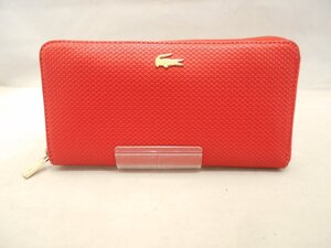 【LACOSTE】　ラコステ　ラウンドファスナー長財布　シャンタコ（牛床革）シリーズ　レッド　SY02-RH9