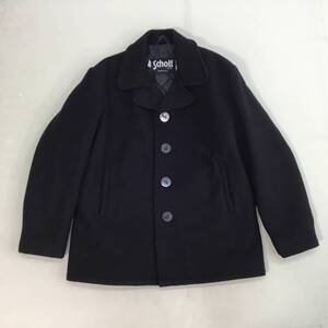 ■ USA製 schott ショット ピーコート ブラック サイズ M メンズ シングル アウター Pコート 上着 冬 ボタン N.Y.C. 1.14kg