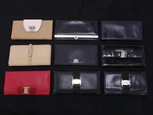 1円 Salvatore Ferragamo フェラガモ ヴァラリボン ガンチーニ 等 二つ折り 三つ折り 長財布 ウォレット 9点セット まとめ売り DA7715