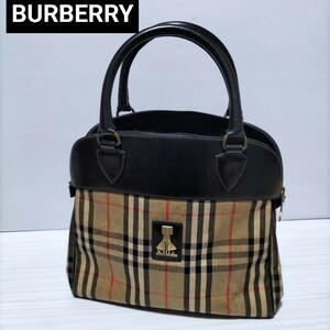 BURBERRYハンドバッグ　シャドーホースノバチェック　希少ヴィンテージバーバリーshelter under a burberry’sメタルタグ