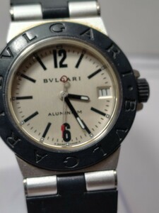 BVLGARI　Aluminum　QZ　AL32TA　ブルガリ　アルミニウム　クオーツ 　デイト 　腕時計　電池交換済　稼働品B5010