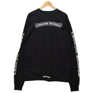 CHROME HEARTS クロムハーツ LS PKT CREW スクロールラベルプリント 袖ロゴ ロングTシャツ ブラック サイズXL 国内正規品 / 35995