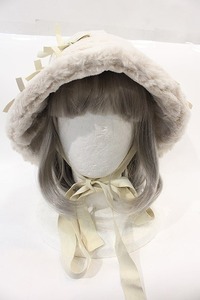 Candy Stripper / TENDER RIBBON FUR BUCKET HAT ベージュ I-24-10-18-118-PU-AC-HD-ZI