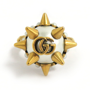 【名古屋】グッチ GG グラルパール リング 582608 XSサイズ 約10号 ゴールド トゲ 指輪 レディース アクセサリー