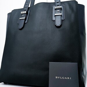 1円■超美品■最高級ライン■現行近■BVLGARI ブルガリ トートバッグ ビジネス ブリーフケース 大容量 A4 メンズ レザー ブルーブラック