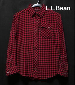 L.L.Bean 赤×黒チェック 長袖　ネルシャツ M (10-12) 長袖シャツ