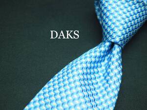 美品【DAKS ダックス】 C1007 水色 ITALY SILK ブランド ネクタイ 古着 良品