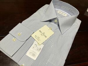百貨店販売品　BILL CAUSE☆形態安定　白地×ブルーストライプワイシャツ　M(39-78)　レギュラーカラー　送料無料