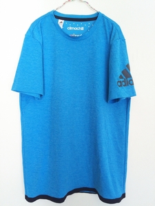 s472 美品 スポーツ美人 ■adidas■ アディダス クライマチル サイズM 身幅45.5 着丈66 青系 半袖Tシャツ ヨガ フィットネス ジョギング