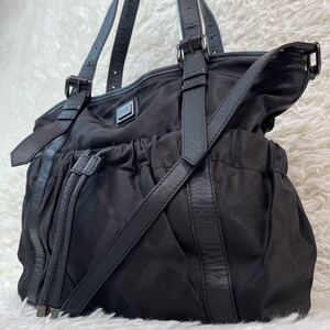 1円【高級ライン】Burberry established バーバリー トートバッグ ビジネスバッグ 肩掛け レザー 本革 大容量 A4/PC◎ 2way ショルダー 