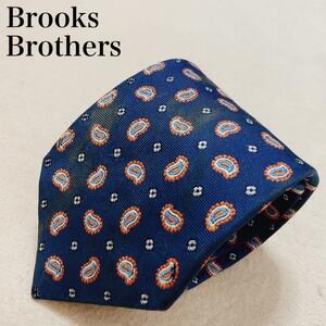 Brooks Brothers ブルックスブラザーズ ネクタイ 346 ペイズリー柄 シルク 高級感 紺 ゴージャス 上品 ブランド ロゴ アメリカ製 USA R18