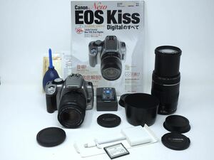 ★動作品★CANON EOS KISS digital N ★レンズ2本★バッテリー、充電器、おまけ付★送料無料★キャノン