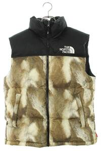 シュプリーム ノースフェイス ダウンベスト Fur Print Nuptse Vest サイズ:S ファープリントヌプシダウンベスト 中古 SB01