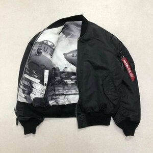 ●ALPHA INDUSTRIES アルファインダストリーズ リバーシブル フライトジャケット MA-1 フォトプリント ブラック sizeL メンズ 0.88kg●