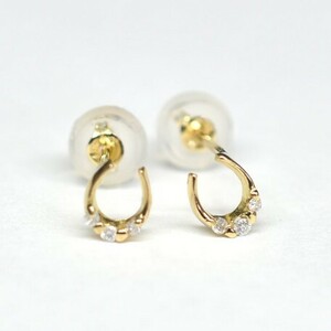 ゴールドアクセサリー ジュエリー ピアス ダイヤモンド 馬蹄 ホースシュー 18金 K18 両耳用 2個セット 誕生日プレゼント ギフト 贈り物