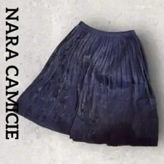 NARA CAMICIE ナラカミーチェ プリーツスカート ミディ(I)ネイビー