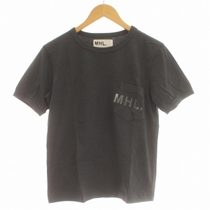 マーガレットハウエル MHL. Tシャツ ポケット 半袖 ロゴ S チャコールグレー /☆G ■MA メンズ