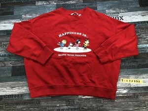 H&M エイチアンドエム × PEANUTS ピーナッツ レディース スヌーピープリント トレーナー 赤