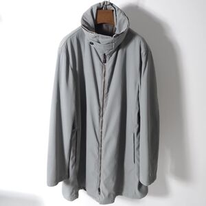 4-ZF061◎ イタリア製 アルマーニコレツォーニ ARMANI COLLEZIONI 中綿 コート フード収納可 グレー 52 正規品 メンズ