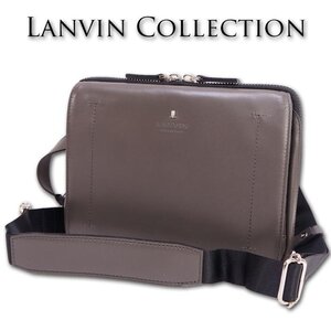 ランバンコレクション LANVIN COLLECTION ミニショルダーバッグ メンズ グレー 新品 正規品 日本製 定価25,300円 クラッチバッグ