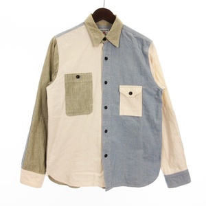 フルカウント FULLCOUNT CRAZY WORK SHIRTS MULTI ワーク シャツ 長袖 切替 コットン マルチカラー 38 トップス メンズ