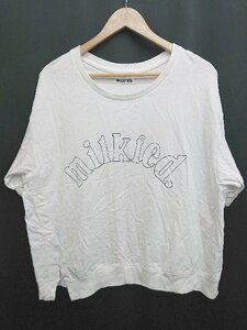 ◇ MILKFED. ミルクフェド ロゴ 刺繍 ドルマン風 半袖 Tシャツ カットソー サイズONE ホワイト レディース P