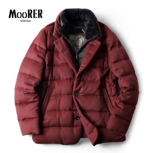 MOORER(ムーレー) / ベビーカシミヤヘリンボーンフランネルミンクファー付レイヤードダウンジャケット(DALTON-EDB) [mor2450131-48]