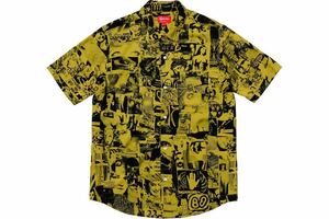 送料無料 M 黄 Supreme Vibrations Rayon Shirt 18SS yellow シュプリーム レーヨンシャツ 柄シャツ イエロー 試着程度 半タグ付