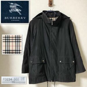 BURBERRY LONDON バーバリーロンドン　マウンテンパーカー　ミリタリージャケット　ブラック×裏地ノバチェック　11号(L) 三陽商会