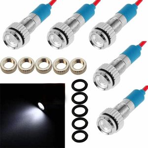 CESFONJER 5個6mm 1/4"LED金属インジケータライト12V防水信号ランプパイロットダッシュ方向性自動車用トラックボ