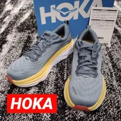 新品 HOKA ランニングシューズ グレー・イエロー　ホカオネオネ