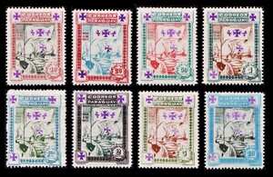 ◆cλ557y2-2p　パラグアイ1933年　コロンブス・パロス港からの出航441周年・船・8枚完