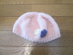 46㎝　手編みのピンクの　ニット帽