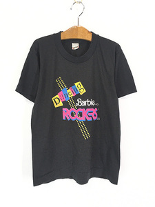 キッズ 古着 80s USA製 「Dancing Barbie and the Rockers」 バービー 人形 ロゴ デザイン プリント Tシャツ 12歳以上位 古着