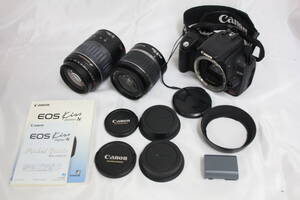 【光学美品】 キャノン Canon EOS Kiss Digital N EF 55-200mm F4.5-5.6 EF-S 18-55mm F3.5-5.6 II USM バッテリー付き デジタル一眼 v6100