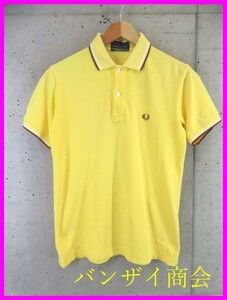 【送料300円可】5250b4◆人気です◆FRED PERRY フレッドペリー 襟ライン 半袖ポロシャツ S/ジャケット/ゴルフ/コート/ブルゾン/メンズ/男性