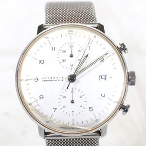 【クオーツ 純正ベルト】 JUNGHANS CHRONOSCOPE max bill ユンハンス クロノスコープ マックスビル 27.4003 メンズ 腕時計 _EFE_B1218-F01E